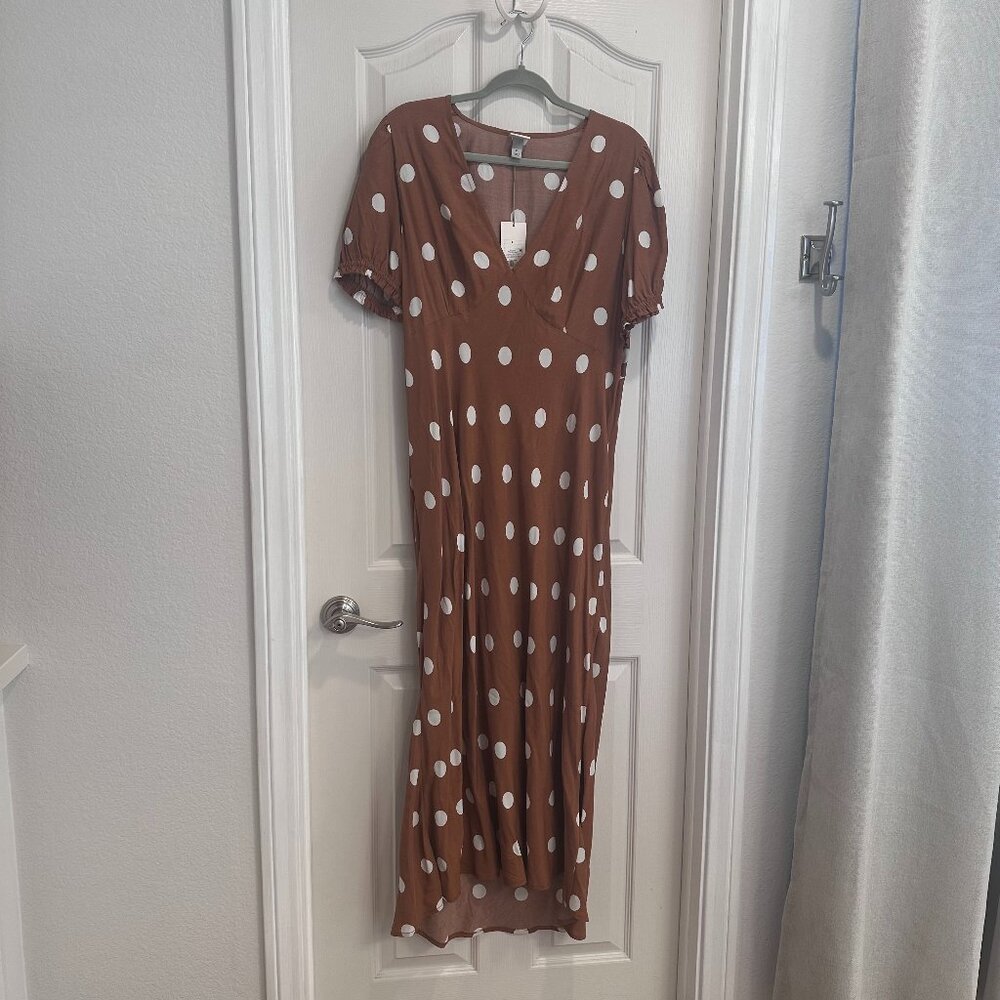 NWT A New Day Brown Polka Dot Dress Women’s Size XL
